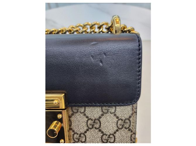 Padlock Gucci Supreme kleine Ketten Schulter-Crossbody-Tasche mit Schloss Braun - Ansicht 24