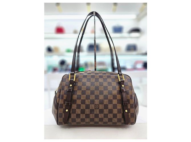 Louis Vuitton Borsa a Spalla Livington Damier Ébène PM Marrone - vista 5