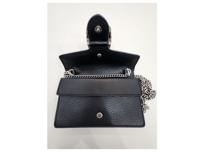 Salvatore Ferragamo Borsa a tracolla super mini Dionysus in pelle nera con cristalli Nero - vista 8