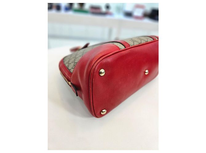 Gucci Borsa a secchiello e borsa a spalla in tela GG Supreme Rosso - vista 14