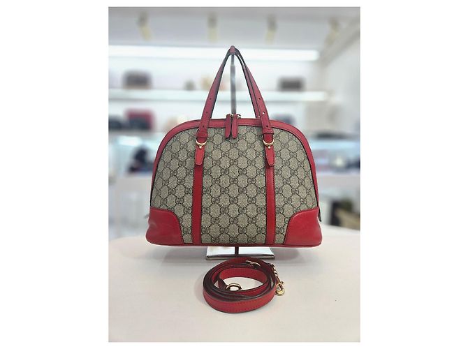Gucci Borsa a secchiello e borsa a spalla in tela GG Supreme Rosso - vista 8