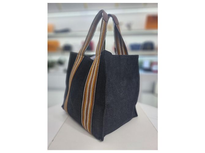 Loro Piana Borsa tote a righe per valigia Blu - vista 10