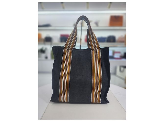 Loro Piana Borsa tote a righe per valigia Blu - vista 12