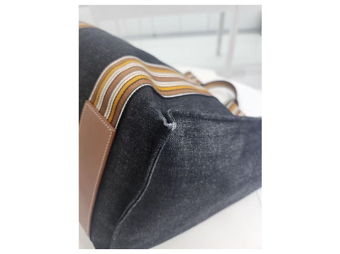 Loro Piana Borsa tote a righe per valigia Blu - vista 15