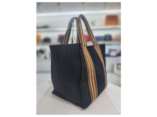 Loro Piana Borsa tote a righe per valigia Blu - vista 5