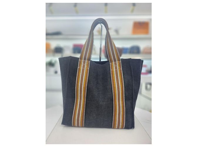 Loro Piana Borsa tote a righe per valigia Blu - vista 9