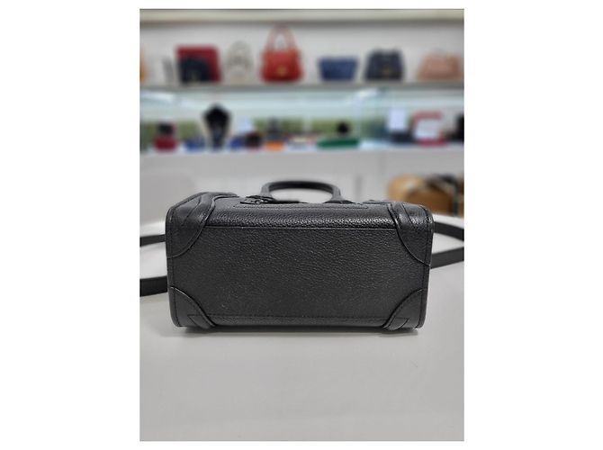 Luggage Céline Borsa a spalla in pelle di vitello Nano Drum Nero - vista 15