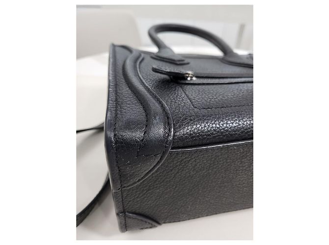 Luggage Céline Borsa a spalla in pelle di vitello Nano Drum Nero - vista 16