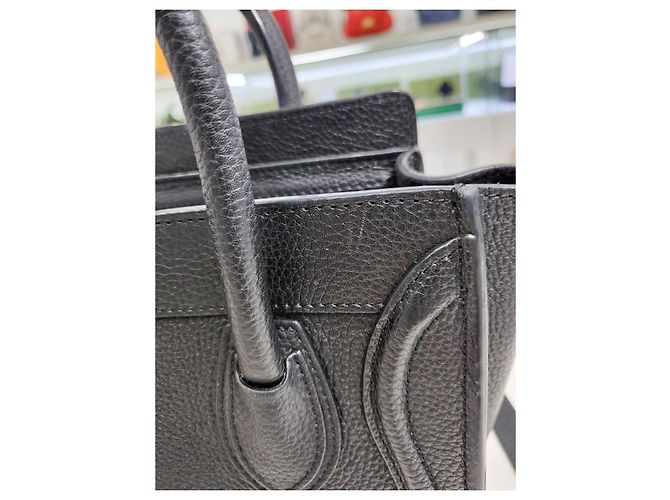 Luggage Céline Borsa a spalla in pelle di vitello Nano Drum Nero - vista 21