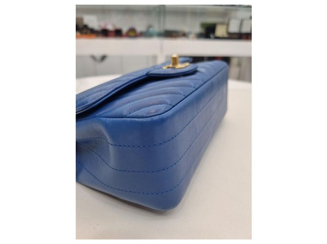 Chanel Borsa a tracolla mini catena dorata classica Blu - vista 16
