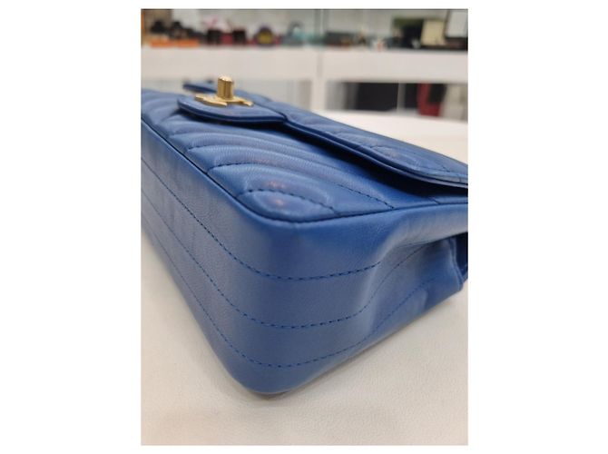 Chanel Borsa a tracolla mini catena dorata classica Blu - vista 17