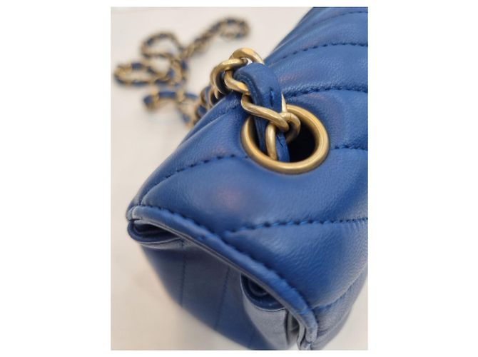 Chanel Borsa a tracolla mini catena dorata classica Blu - vista 18
