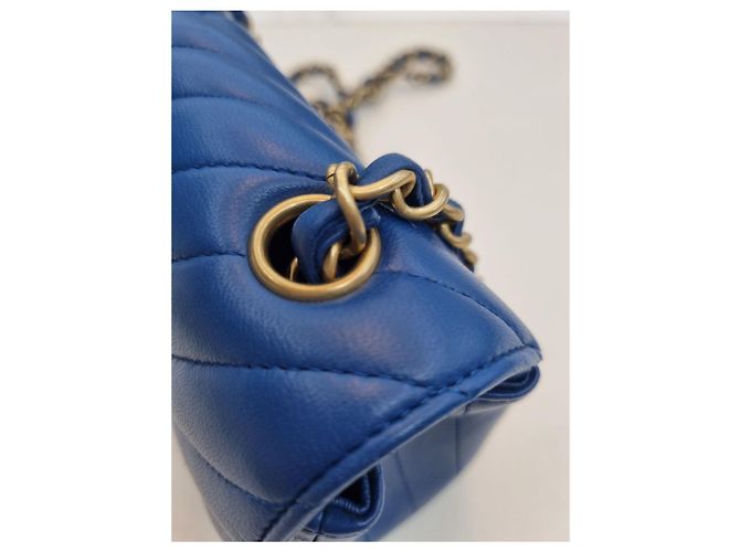 Chanel Borsa a tracolla mini catena dorata classica Blu - vista 19