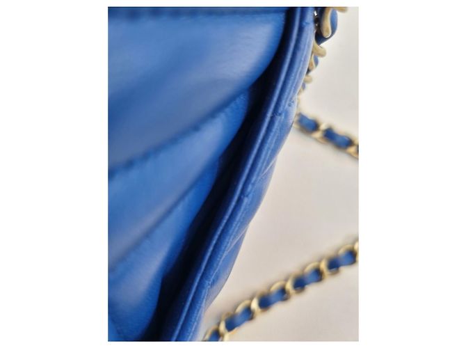 Chanel Borsa a tracolla mini catena dorata classica Blu - vista 21