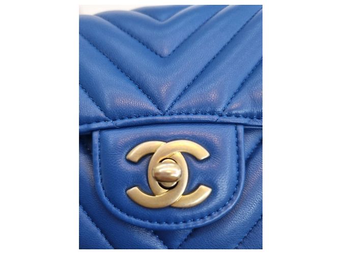 Chanel Borsa a tracolla mini catena dorata classica Blu - vista 22