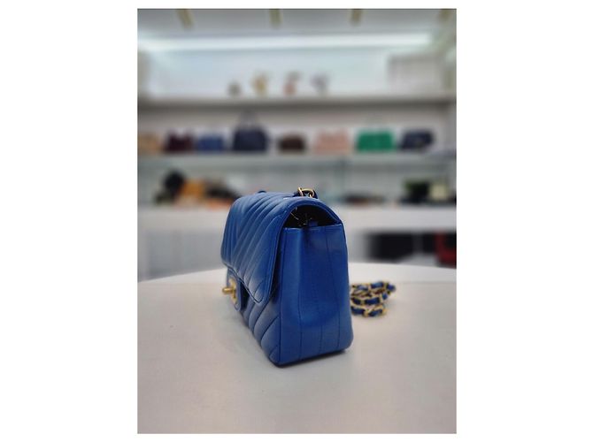 Chanel Borsa a tracolla mini catena dorata classica Blu - vista 4