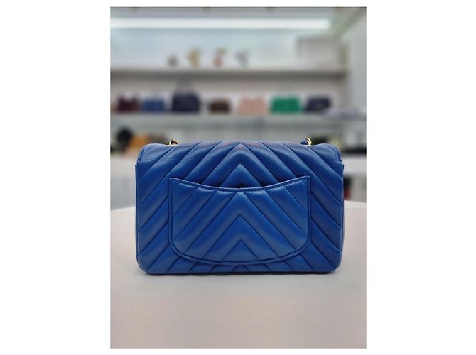 Chanel Borsa a tracolla mini catena dorata classica Blu - vista 6