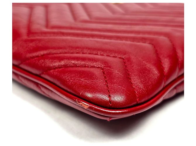 Gucci Borsa Clutch Marmont Matelassé Rosso - vista 5