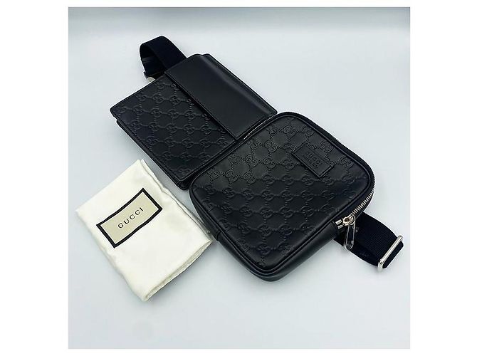 Gucci Borsa a Cintura Sima Signature Nera Nero - vista 2