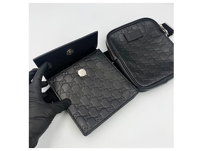 Gucci Borsa a Cintura Sima Signature Nera Nero - vista 3