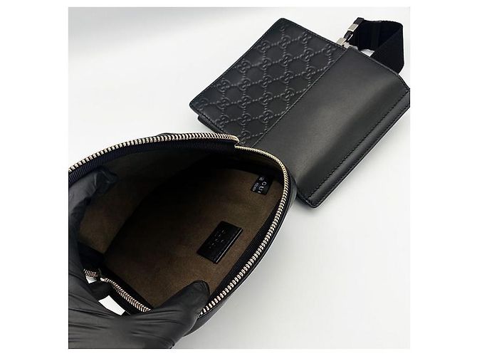 Gucci Borsa a Cintura Sima Signature Nera Nero - vista 6