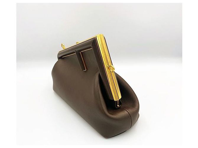 Fendi Piccola borsa a spalla in nappa marrone - vista 2