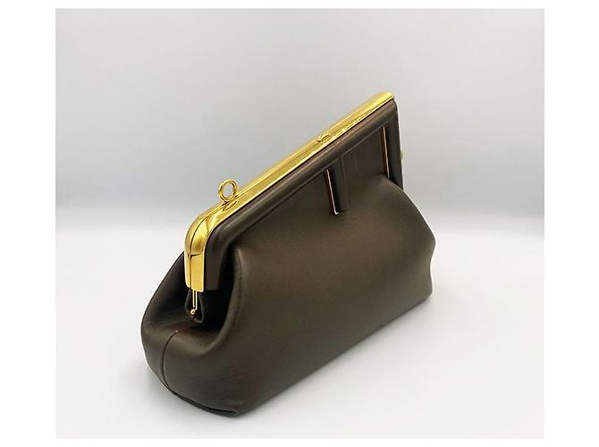 Fendi Piccola borsa a spalla in nappa marrone - vista 3