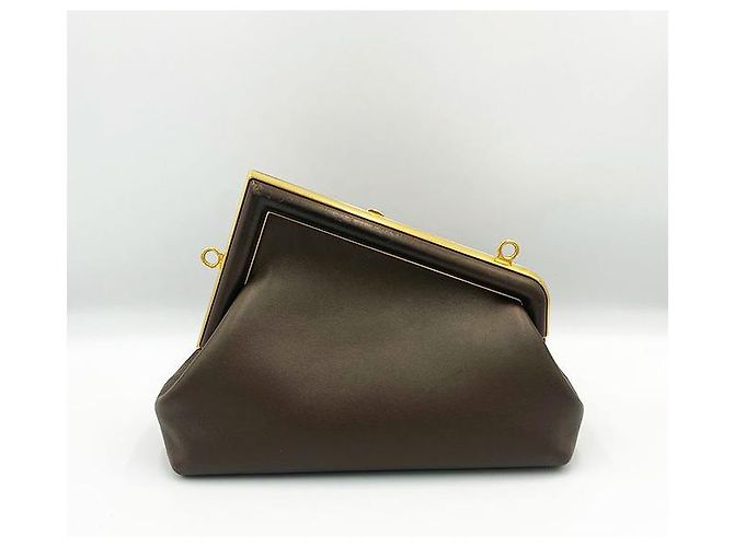 Fendi Piccola borsa a spalla in nappa marrone - vista 4