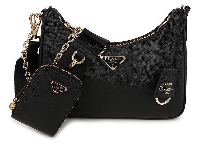 Prada Borsa in pelle Saffiano rieditata Nero - vista 3