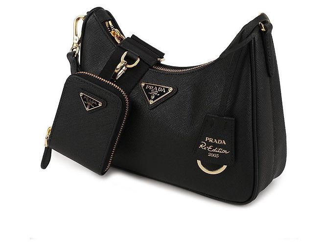Prada Borsa in pelle Saffiano rieditata Nero - vista 4