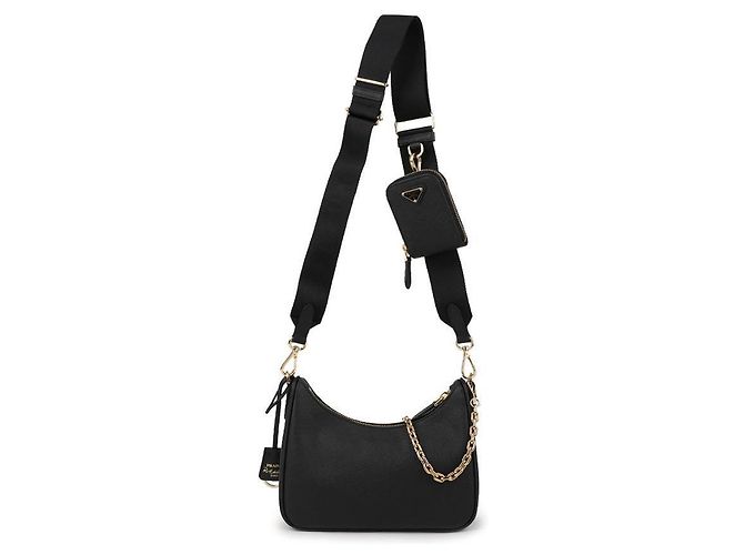 Prada Borsa in pelle Saffiano rieditata Nero - vista 5