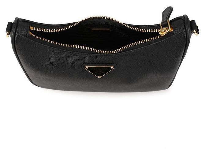 Prada Borsa in pelle Saffiano rieditata Nero - vista 7