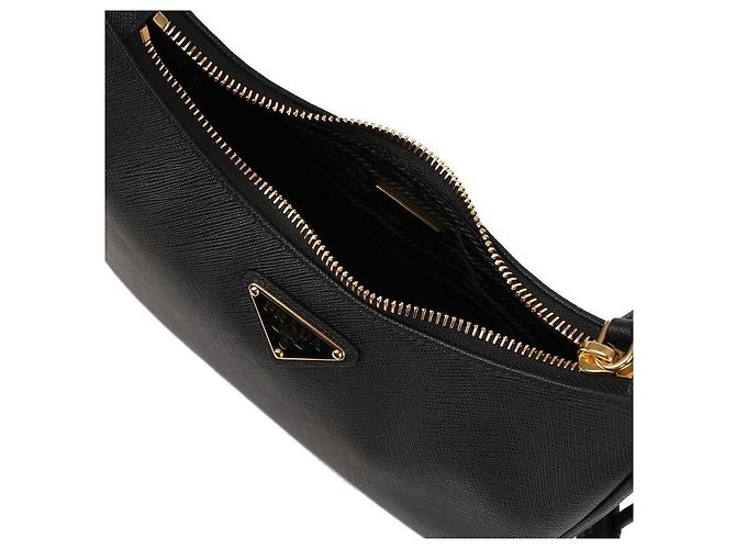 Prada Borsa in pelle Saffiano rieditata Nero - vista 8