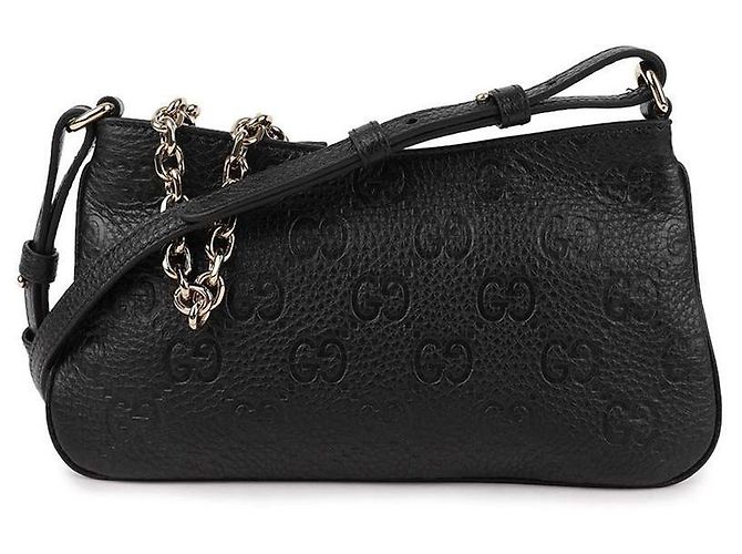 Gucci Borsa Super Mini GG Emblem Nero - vista 3