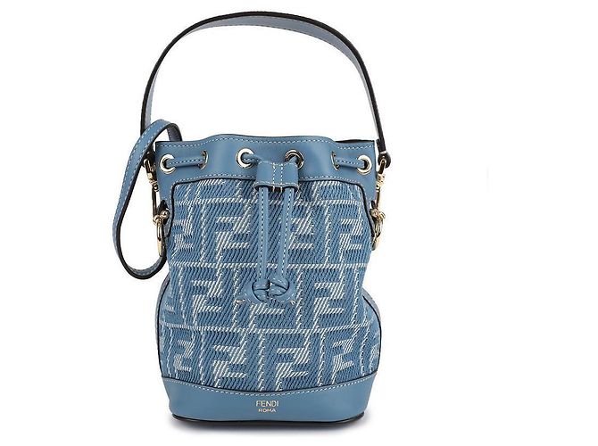 Fendi Mini borsa in denim FF jacquard blu - vista 3