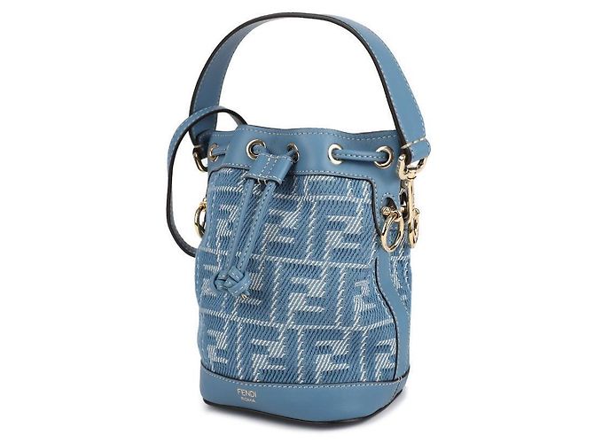 Fendi Mini borsa in denim FF jacquard blu - vista 4