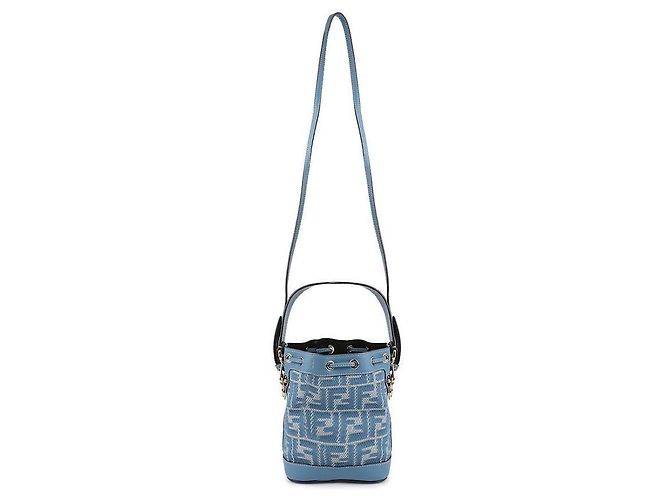 Fendi Mini borsa in denim FF jacquard blu - vista 5