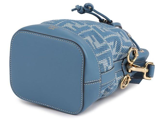 Fendi Mini borsa in denim FF jacquard blu - vista 6