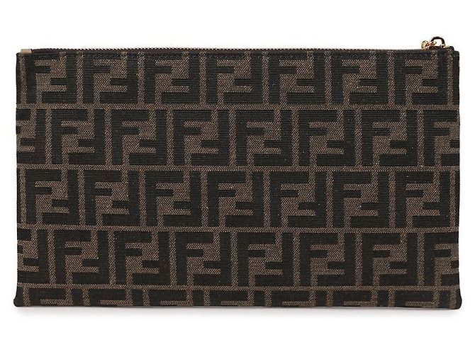 Fendi Pochette Baguette Media Piatta Marrone - vista 5