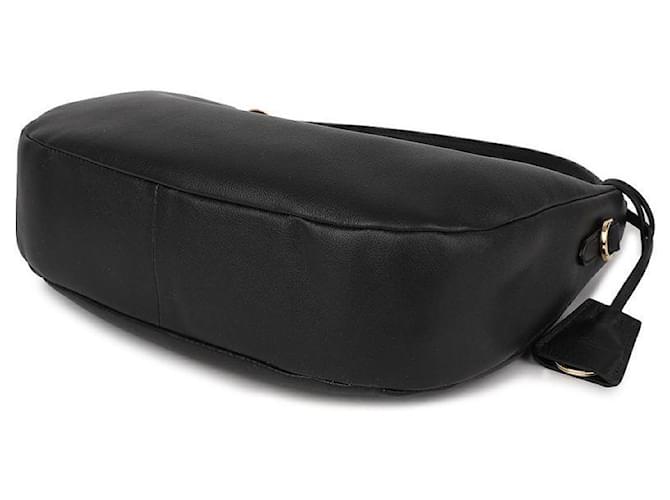 Prada Bolsa hobo de couro com logo triangular Preto - vista 6