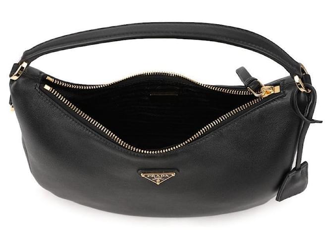Prada Bolsa hobo de couro com logo triangular Preto - vista 7
