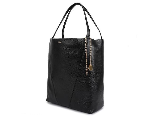 Chloé Gran Bolsa Tote de Cuero Texturizado Negro - vista 4