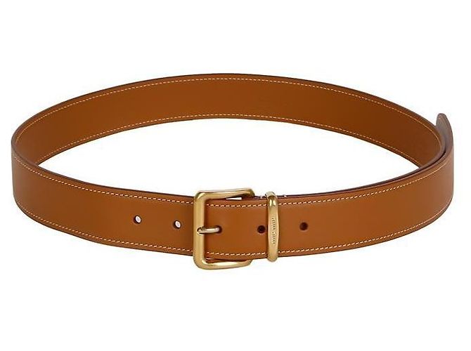 Miu Miu Cinturón de cuero con logo Castaño - vista 8