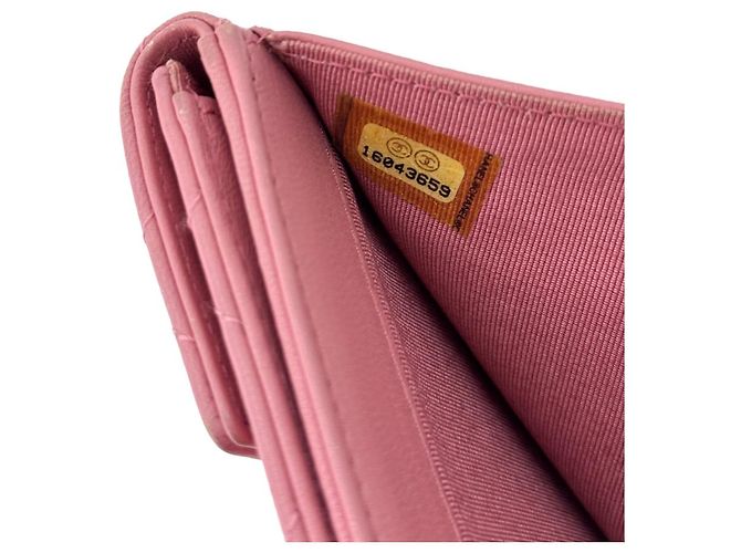Chanel Cartera de flap de cordero con logo CC clásico - Rosa - vista 12