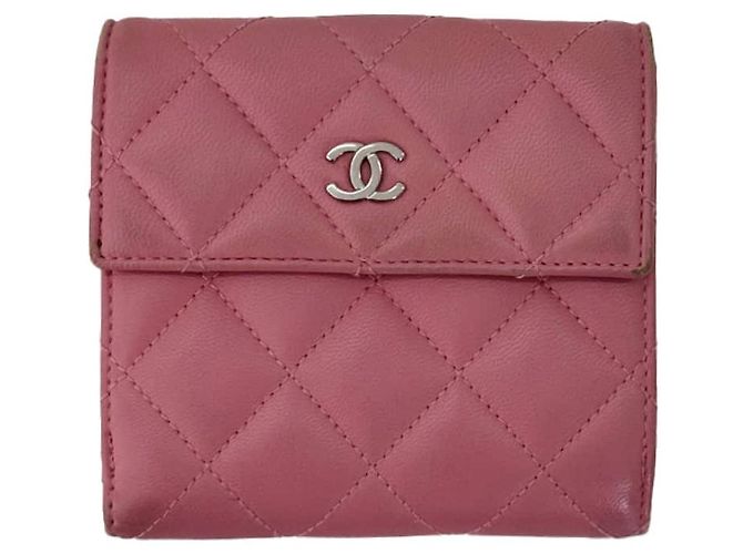 Chanel Cartera de flap de cordero con logo CC clásico - Rosa - vista 2