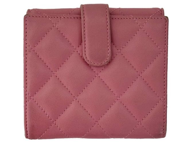Chanel Cartera de flap de cordero con logo CC clásico - Rosa - vista 3