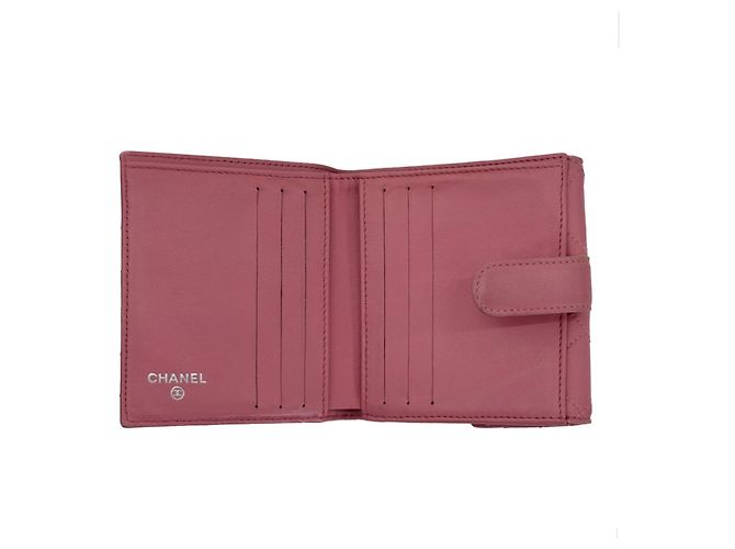 Chanel Cartera de flap de cordero con logo CC clásico - Rosa - vista 4