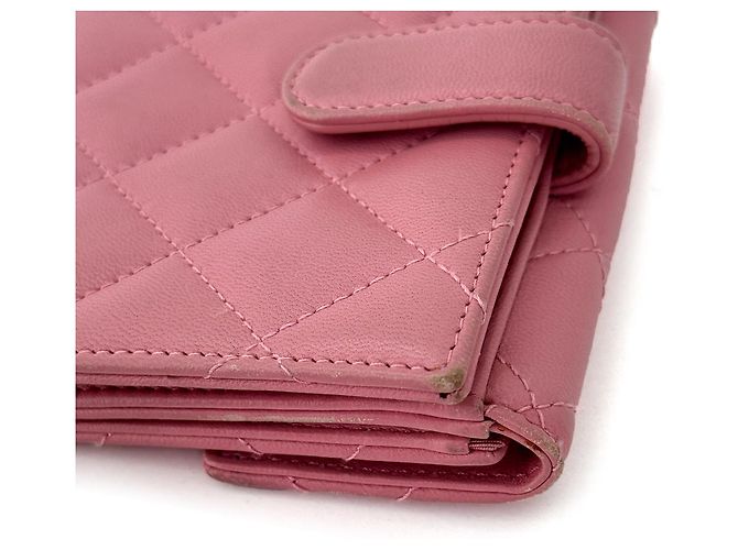 Chanel Cartera de flap de cordero con logo CC clásico - Rosa - vista 7