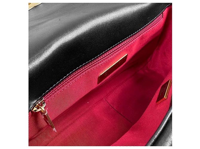 Chanel Borsa a soffietto da donna in pelle di agnello, borsa media, oro e nero - vista 13