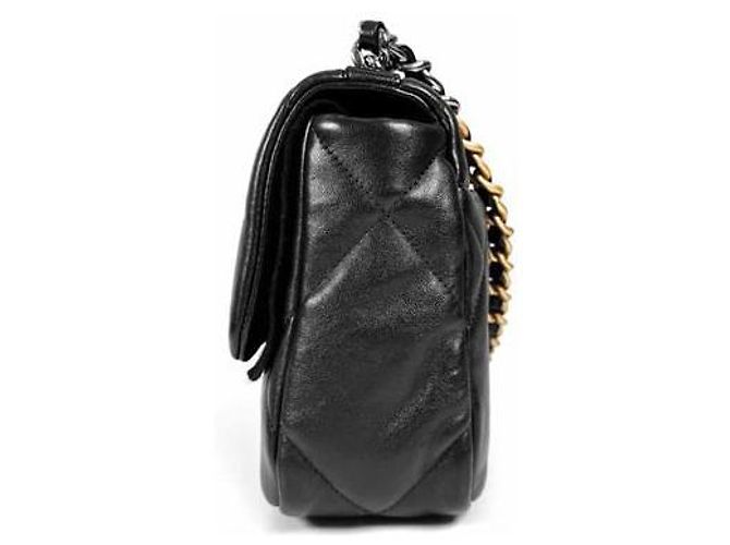 Chanel Borsa a soffietto da donna in pelle di agnello, borsa media, oro e nero - vista 3